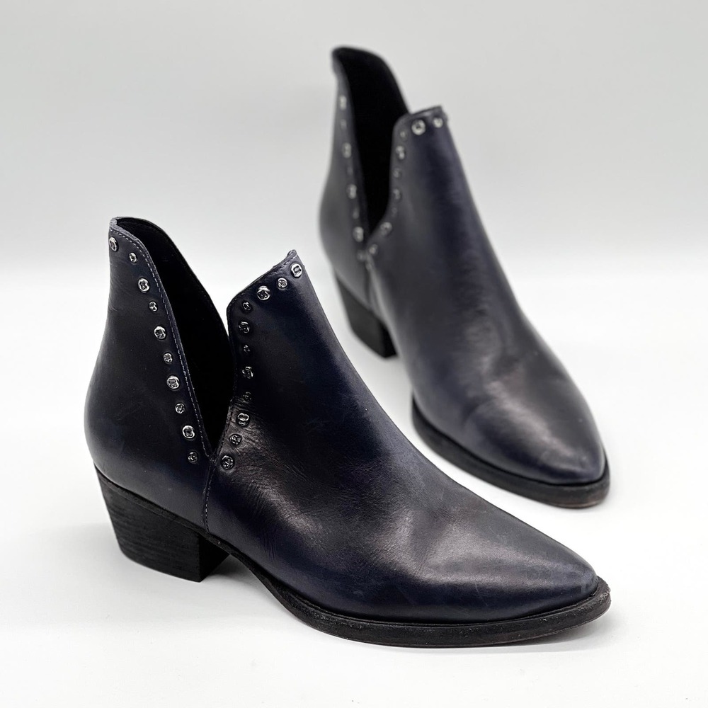 FREE PEOPLE Charm Studded Ankle Boot 7.5 38 Black Double V Split Shaft Bootie